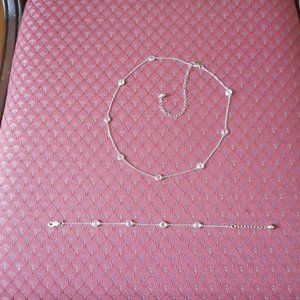 Diamonelle Pale Pink Station Necklace and Bracelet